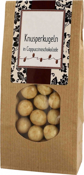 Knusperkugeln in Cappuccinoschokolade